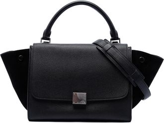 Celine Pre-owned Celine Small Drummed Calfskin and Suede Trapeze Satchel Ladies MUA8XWG4BMC5P96M