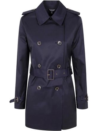 アウターその他 LAUREN RALPH LAUREN Woman Trench coat Blue 297967126 004 Lauren Ralph Lauren Women's Blue Solid Button Belted Denim