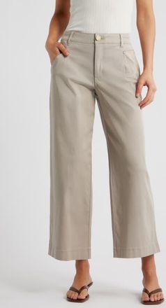 Wit & Wisdom Wyatt Skyrise Crop Wide Leg Twill Pants in Flax at Nordstrom, Size 18P