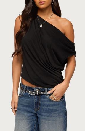 Edikted Ofelia One-Shoulder Asymmetric Top in Black at Nordstrom, Size X-Large