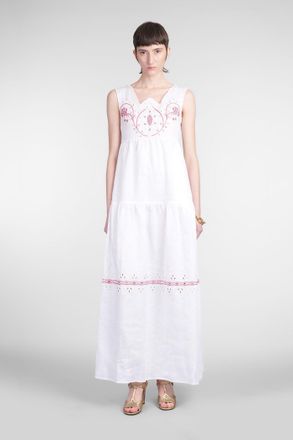 Holy Caftan Abito lungo Antonia in lino bianco