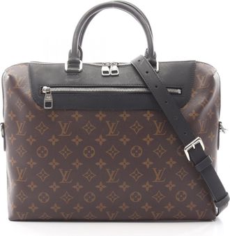 Louis Vuitton Black Brown Coated Canvas Leather Briefcase (Pre-Owned)