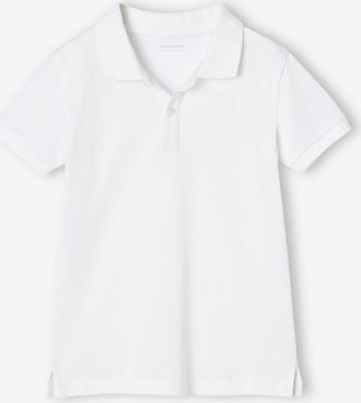 Vertbaudet Kinder Poloshirt kurze &Auml;rmel, personalisierbar wei&szlig;
