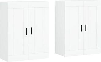 vidaXL Wall Mounted Cabinets 2 pcs White Engineered Wood Vidaxl