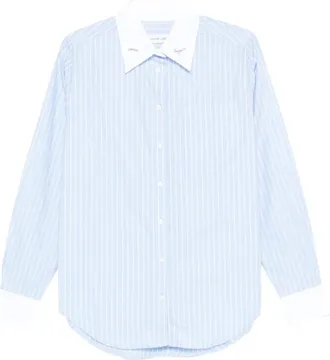 Maison Labiche stripes embroidered collar shirt - Blue