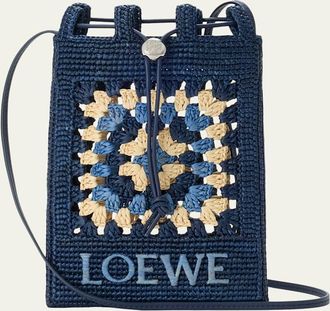 Loewe x Paulas Ibiza Crochet Raffia Pocket Crossbody Bag
