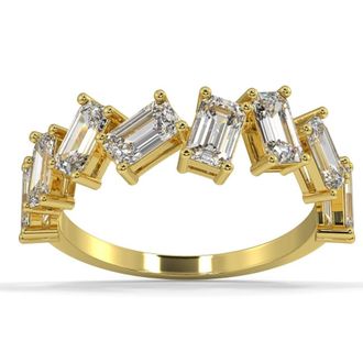 Pompeii3 2 1/2Ct Emerald Cut Moissanite Wedding Ring in 10k White, Yellow, or Rose Gold