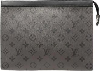 Louis Vuitton Pre-owned Clutches, female, Gray, Size: ONE SIZE Pre-owned Monogram Eclipse Reverse Canvas Clutch