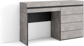 Skraut Home Skraut Home - Tocador, Dormitorio habitación, 127x75x35 cm, Con cajón, Cómoda, Cajonera, Estilo Moderno, Gris Cemento