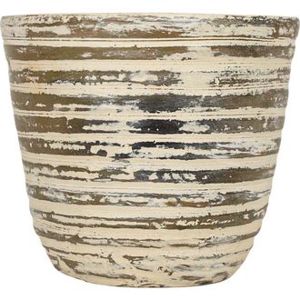 Foreside Home And Garden Distressed Ribbed Planter Cream Terracotta in Brown at Nordstrom