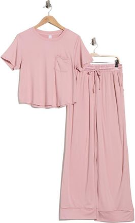 Yogalicious Rebalance Boxy Crop Long Pajamas in Blush Silk at Nordstrom Rack, Size X-Small