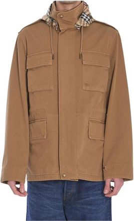 Burberry Hooded Cotton Parka Jacket - Heren - Zomerjassen - Bruin - M - Katoen - Jassen