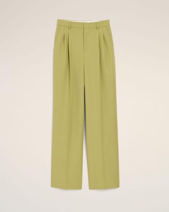 Ami Green New Wool Low Waist Wide Trousers Green - 38 - for Women