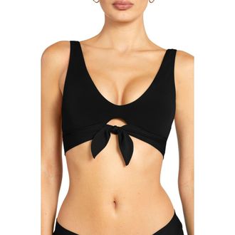 Robin Piccone Ava Knot Front Bikini Top in Black at Nordstrom, Size X-Small