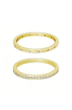 Adornia Set of 2 Cubic Zirconia Eternity Bands in Gold at Nordstrom Rack, Size 7