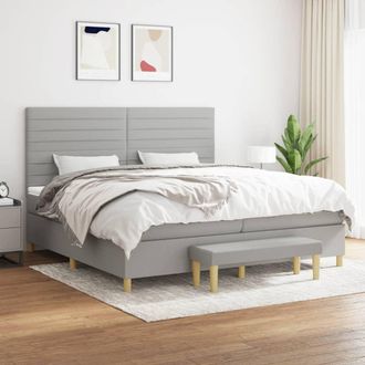 vidaXL Vidaxl - Cama Box Spring Con Colch&oacute;n Tela Gris Claro 200x200 Cm