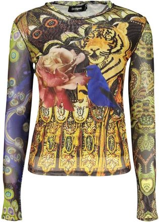 Desigual Lion Long-Sleeved T-Shirt - Dames - Tops - Geel - Maat: M