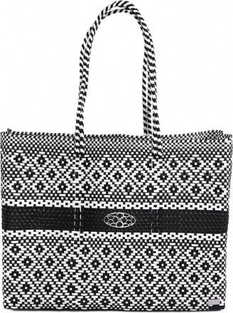 Lola's Bag Womens Travel Handmade Aztec Stripe Tote Bag With Clutch In Black/white