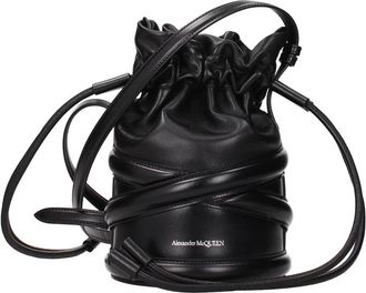 Alexander McQueen Zwarte Leren Schoudertas - Dames - Schoudertassen - Zwart - ONE Size - Leer - Tassen