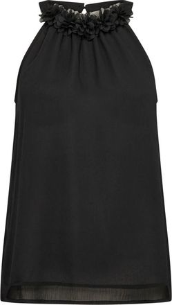 Cream Pitch Black Vrouwelijke Top met Halsdetails - Dames - Tops zonder mouwen - Zwart - 3XL - Polyester - Tops