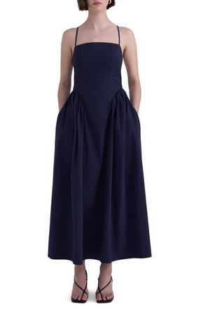 Pistola Denim Sadee Cotton Poplin Midi Dress in Navy Ship at Nordstrom, Size X-Small