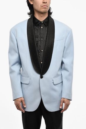 Dsquared2 Giacca Oversize A 1 Bottoni in Cottone con Rever in Strass Dsquared2