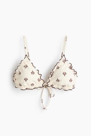 H&M Wattiertes Triangel-Bikinitop - Cremefarben/Gebl&uuml;mt