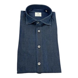 Bastoncino Slim Fit Gewassen Denim Print Shirt - Heren - Spijkeroverhemden - Blauw - 3XL - Denim - Overhemden