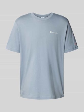 Champion T-Shirt mit Logo-Stitchings und Rundhalsausschnitt in Rauchblau, Gr&ouml;&szlig;e M