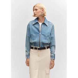 Mango bomberjack light blue denim