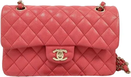 Pink Caviar Small Double Quilted Flap Bag