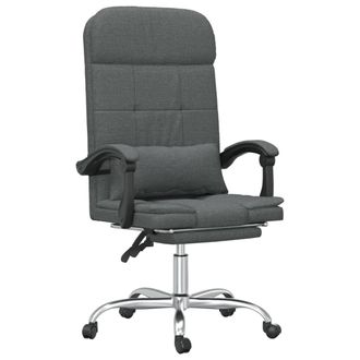 vidaXL Silla De Oficina Reclinable Con Masaje De Tela Gris Oscuro Vidaxl