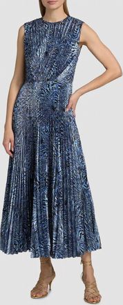 Ulla Johnson Womens Malin Pleated Satin Midi Dress In Lapis
