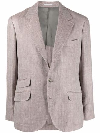 Brunello Cucinelli Blazer met enkele rij knopen - Bruin