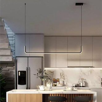 Trade Shop Trade Shop - Lampadario Sospensione 21w Lineare Orizzontale Minimal Moderno Nero Luce Led 50445
