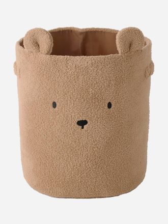 Vertbaudet Grosser Kinderzimmer Aufbewahrungskorb TEDDY aus Teddyfleece braun