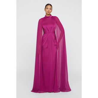 Theia Phillipa Cape Gown in Sangria at Nordstrom, Size 10