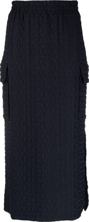 Sunnei embossed logo-print midi skirt - women - Spandex/Elastane/Polyamide - S - Blue
