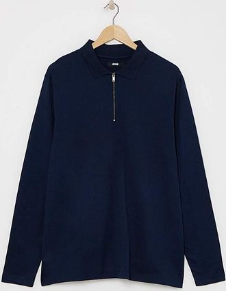 Jacamo Premium 100% Mercerised Zip Neck Polo