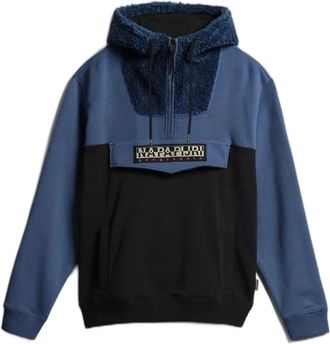 Napapijri Blauwe Katoenen Teddybeerjas - Heren - Hoodies - Blauw - M - Katoen - Hoodies & sweatvesten