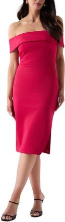 Marciano Andrea Off the Shoulder Scuba Dress in Grated Lemon at Nordstrom, Size 10 Us