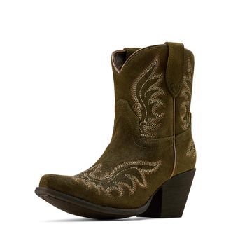 Ariat Womens Chandler X Toe Western Boots in Soft Olive Suede, B Medium Width, Size 6.5, by Ariat