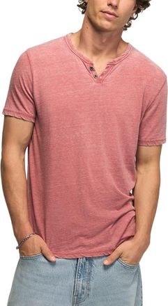 Lucky Brand Venice Button Neck Cotton Blend T-Shirt in Mauvewood at Nordstrom, Size Xx-Large