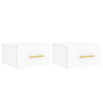 vidaXL Mesitas De Noche De Pared 2 Uds Blanco 35x35x20 Cm Vidaxl