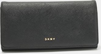 DKNY Dkny Black Leather Continental Flap Wallet