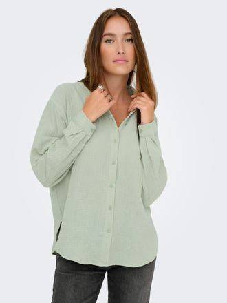 Jacqueline de Yong Hemdbluse JDY JDYTHEIS LIFE L/S LOOSE SHIRT WVN NOOS, Damen, Gr. XL, beige (desert sage), Web, Obermaterial: 100% Baumwolle, unifarben, regular fit h&uuml;