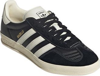 adidas Gazelle Indoor Sneaker in Black/Cream White/Gold at Nordstrom, Size 11.5