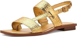 Franco Sarto Enrica Womens Sandals Ocra Gold Metallic Braided Raffia : 8.5 M, Leather