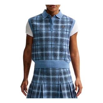 Nike (WMNS) Nike Fairway Fresh Plaid Sweater Vest Work Blue White IO0356-486