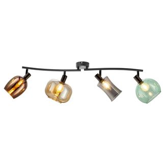 Netlighting Telesto Ceiling Spotlight Bar Black Glass Shade 4x E14